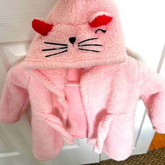 Old Navy Pajamas 224 Mon Soft Pink Cat Robe With Hood And Belt